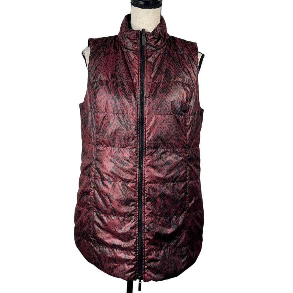 Zenergy Chico’s SZ 1 (8-10) Reversible Puffer Vest Full-Zip Snake Print Pockets